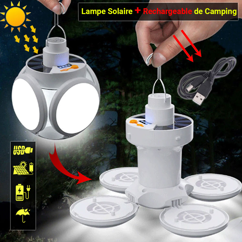 Lampe de camping solaire portable, ampoule solaire à led lampe d