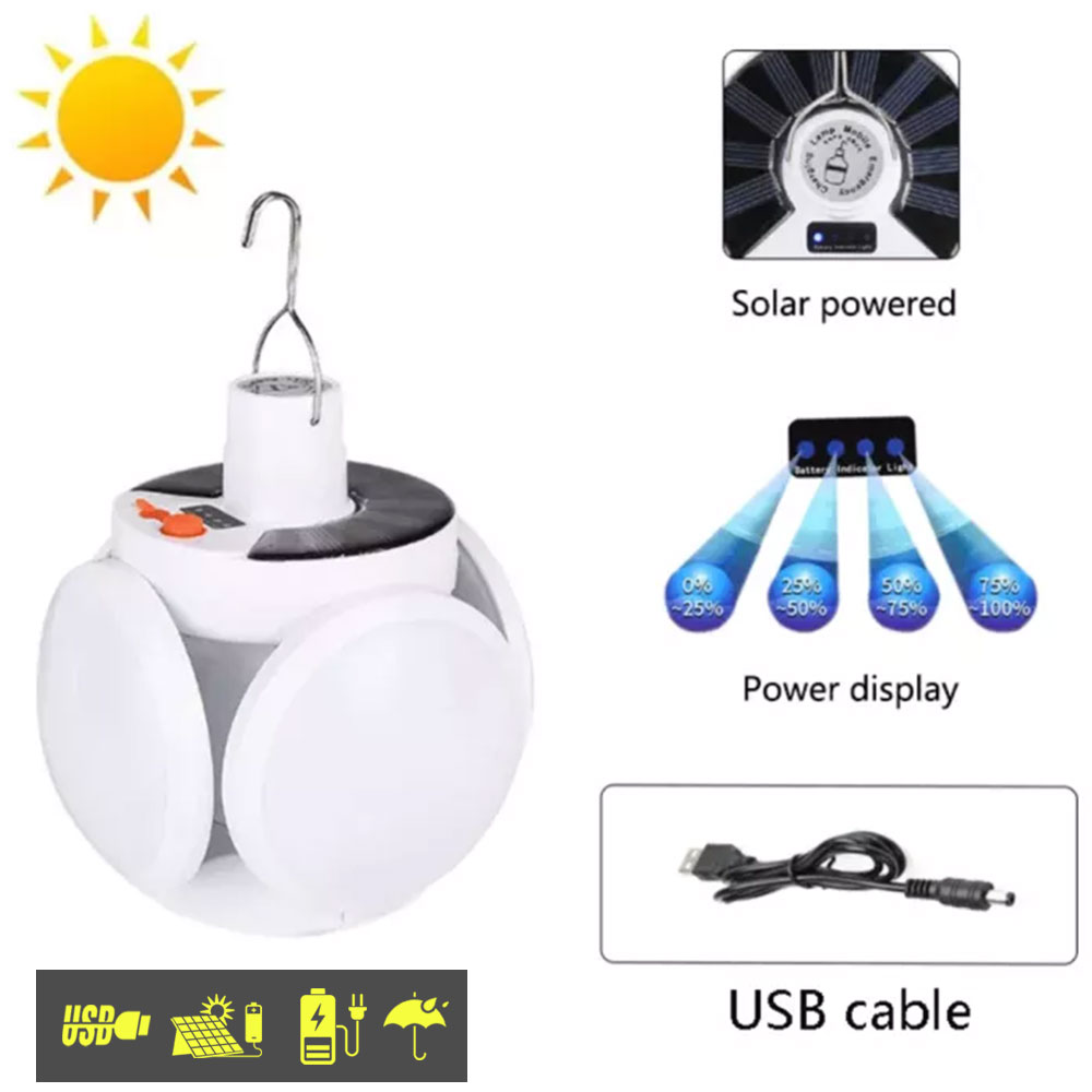 USB Portable Solaire Puissance Ampoule, Intérieur Extérieur Éclairage à la  maison, Camping Tente Lampe de Pêche, économie d'énergie Solaire Alimenté